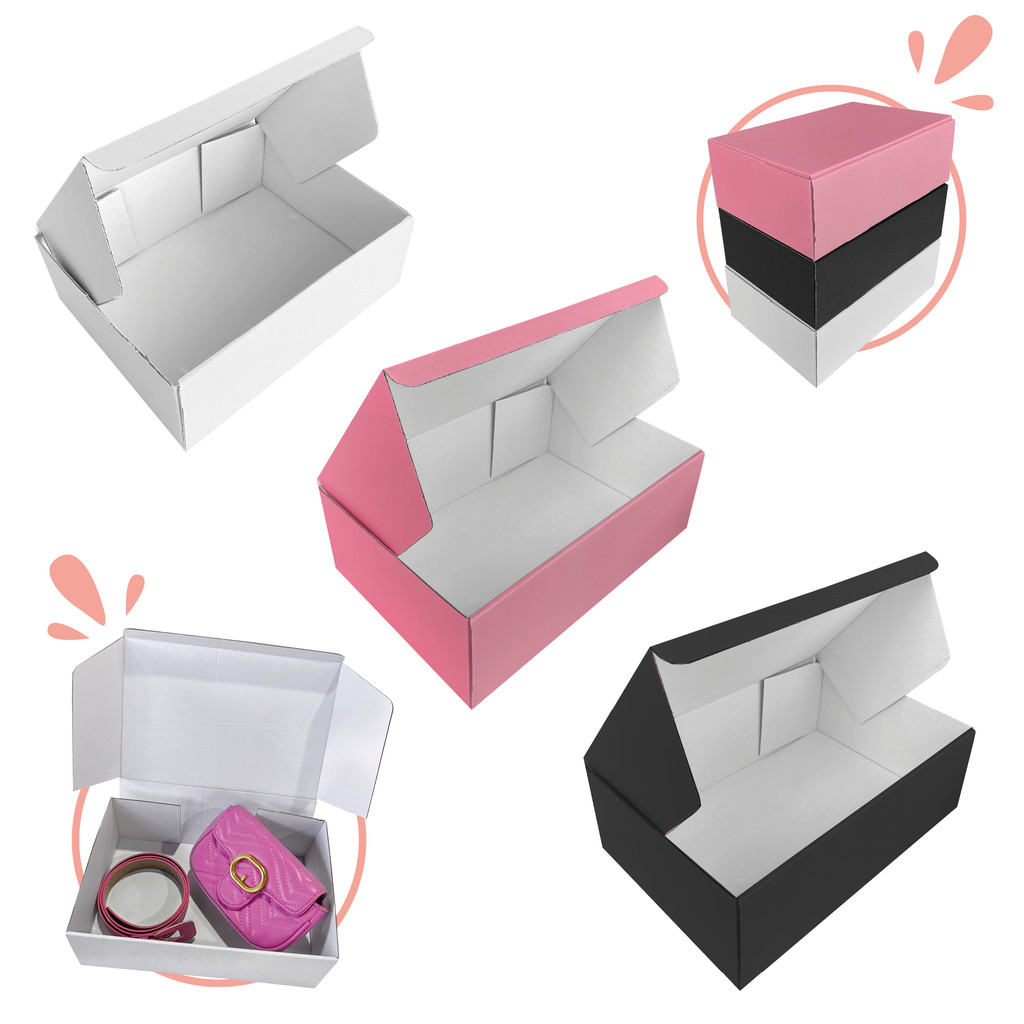 Kit Caixas de Papelão Colorido 27x18x9cm Para Envios E-Commerce Premium em Oferta na Shopee