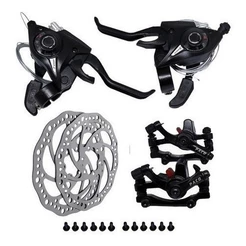 Pinças Freio Disco + Alavanca Passador Rapid Fire 21v Bike