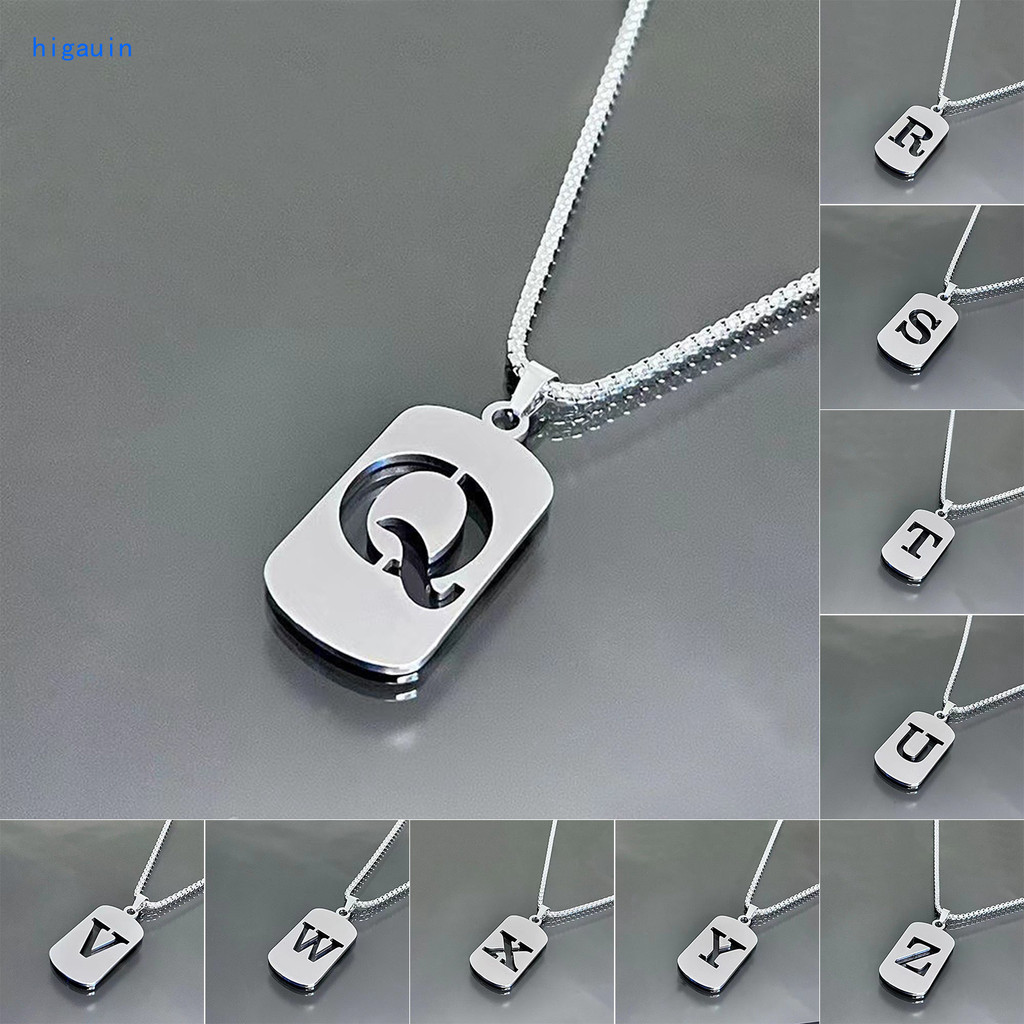 1 Peça Colares Com Pingente De Letras Elegantes De Aço Titânio 26 Para Homens , Amuletos Az De Alfabeto Oco Geométrico S