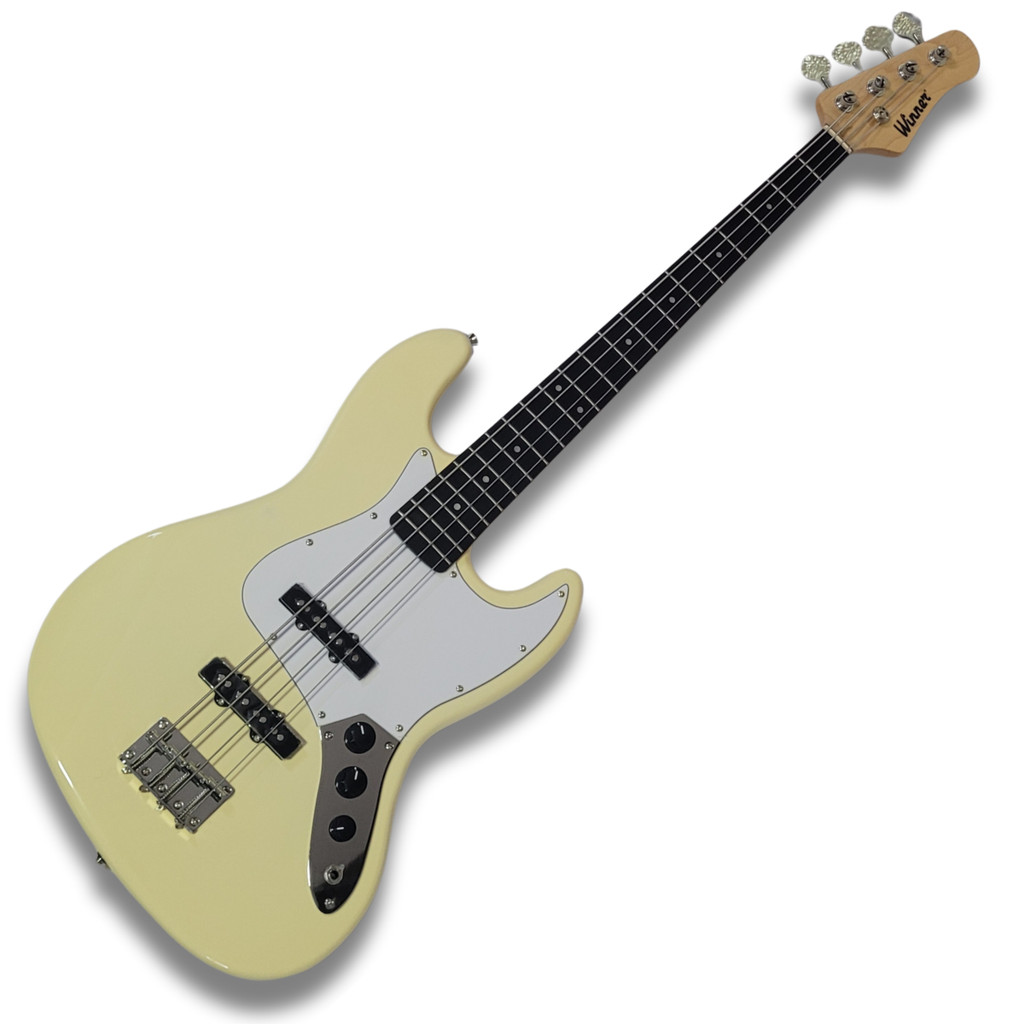 Baixo Elétrico Winner 4 Cordas Jazz Bass WJB Creme Escudo Branco