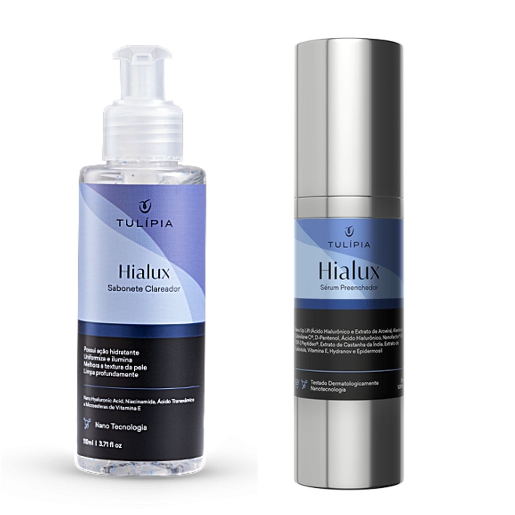 Kit Facial Acido Hialurônico Sabonete Clareador Serum Hialux