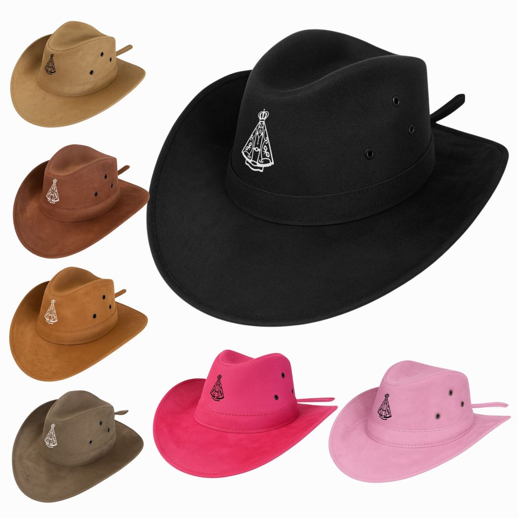 Chapéu Country Americano Nossa Senhora Masculino Feminino Rodeio Barretos Sertanejo NSA em Oferta na Shopee