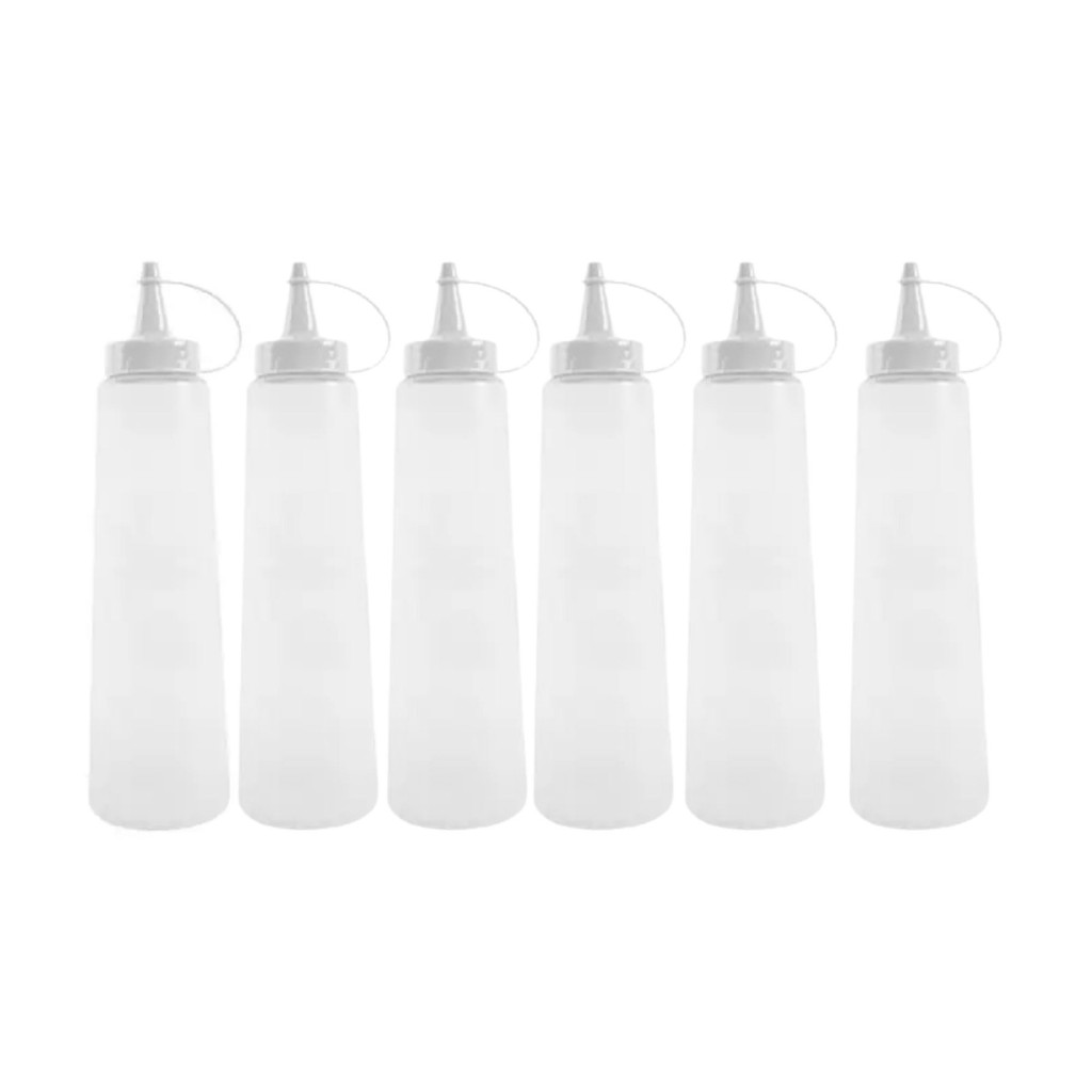 Kit 6 Bisnaga Para Molho Flexível Prática Bar Restaurante Lanchonete Reutilizável