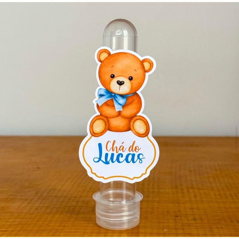 Apliques para Tubetes CHÁ DE BEBÊ URSINHO / Tags com Nome / Personalizados para Lembrancinhas de Aniversário Infantil