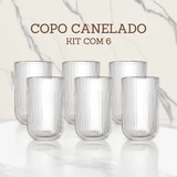 Jogo de 6 copos de vidro canelado de 420 ml