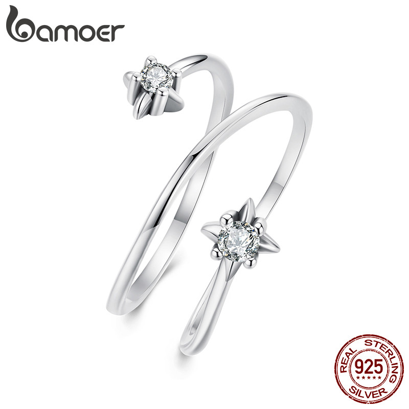 Anel Aberto De Prata Esterlina 925 Bamoer Tamanho Ajustável Estrela Joias Da Moda Presentes Para Mulheres em Oferta na Shopee
