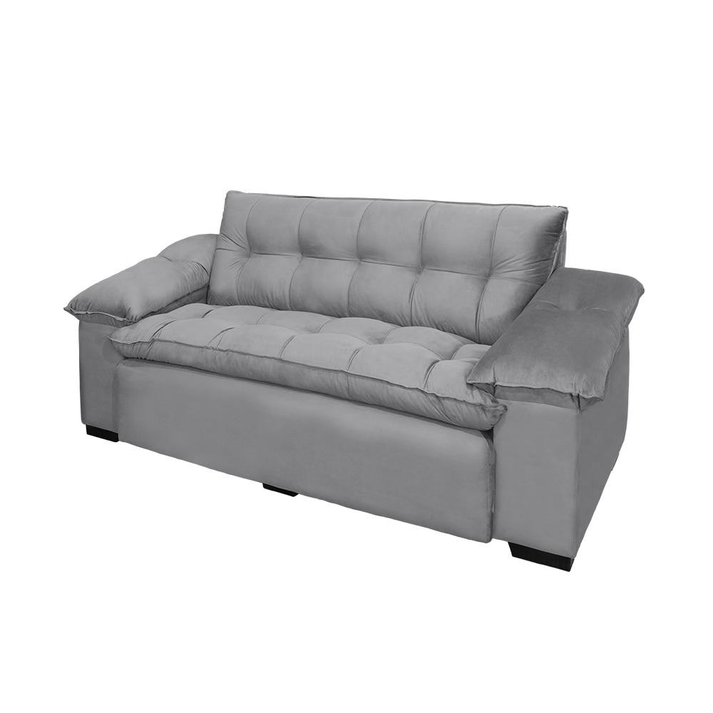 Sofá 3 Lugares Milão Veludo Cinza Lucca Conforto Elegância Sala Decor Prático Durável em Oferta na Shopee
