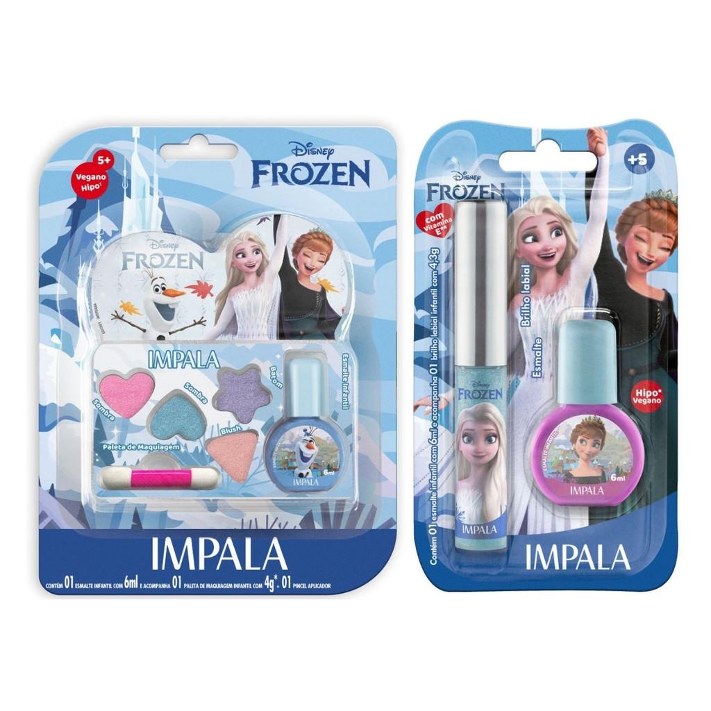 Kit Esmalte Maquiagem Impala Gloss Labial Frozen Infantil