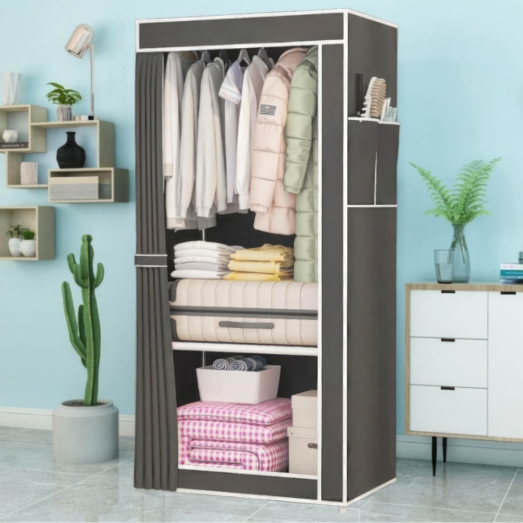 Guarda Roupa Dobrável Organizador De Roupas Portátil Multiuso 56*44*146