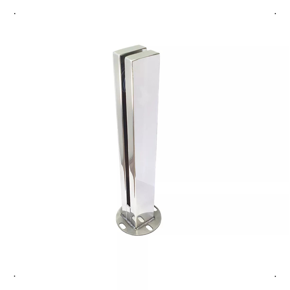 Coluna Torre Aço Inox Polido Guarda Corpo 30cm 1 Furo