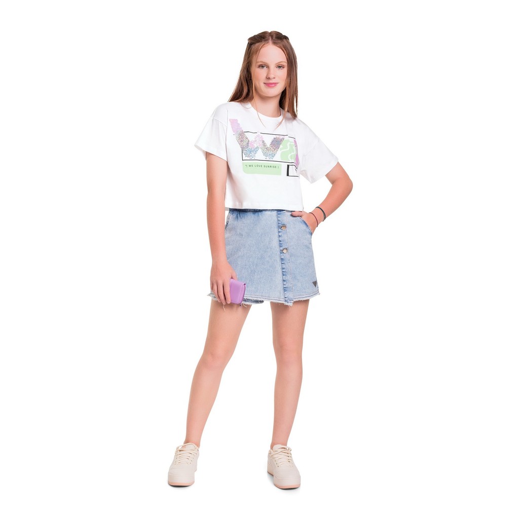 Blusa Cropped em Meia Malha Juvenil Gloss em Oferta na Shopee