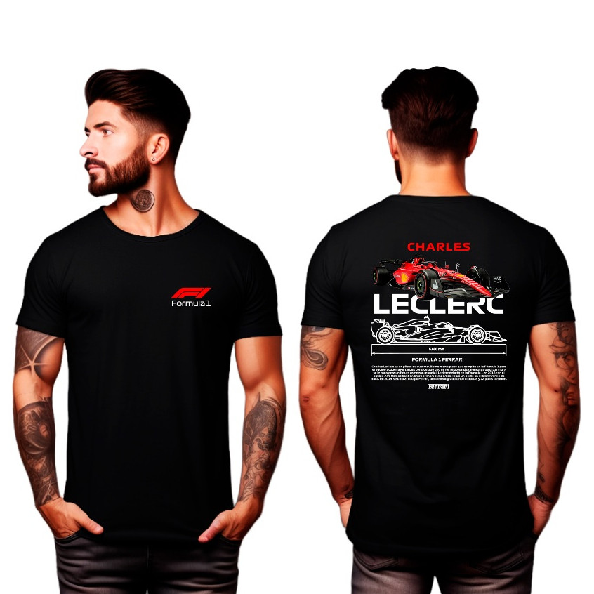 Camiseta T-Shirt Charles Leclerc Fórmula 1 100% Algodão