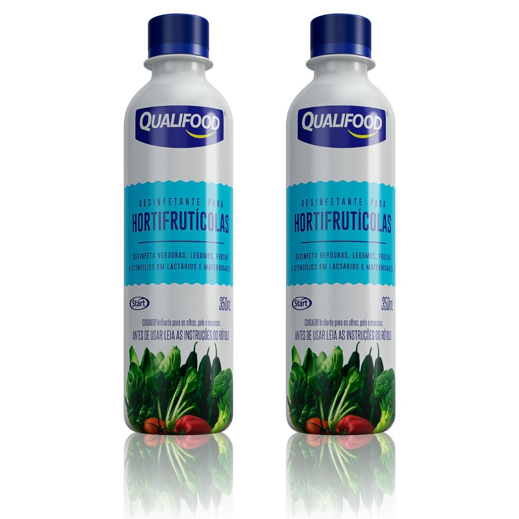 Pack 2un Desinfetante para Frutas, Verduras, Legumes, Mamadeiras e Utensílios Qualifood 350ML