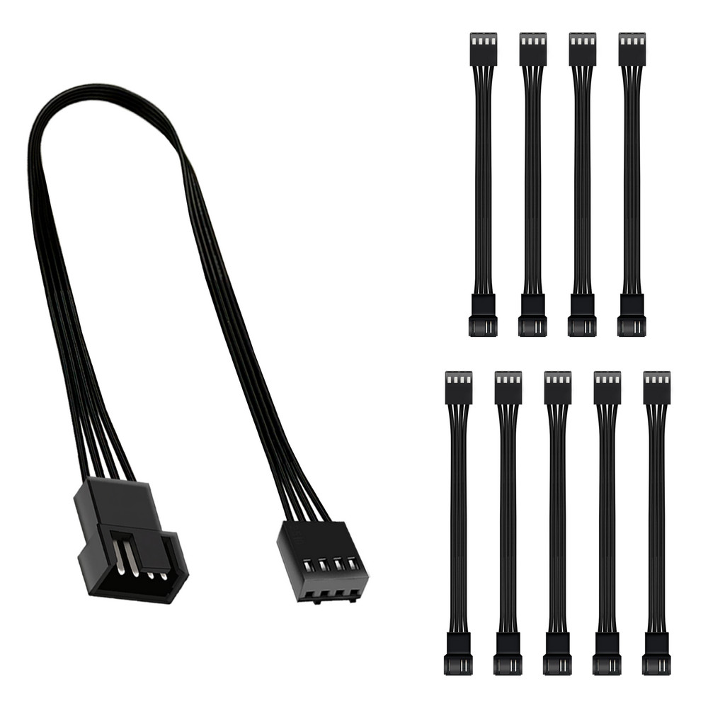 Kit 10 Cabo Extensor Cooler Fan 3 Ou 4 Pinos Pwm 25Cm Para Ventoinha De Computador