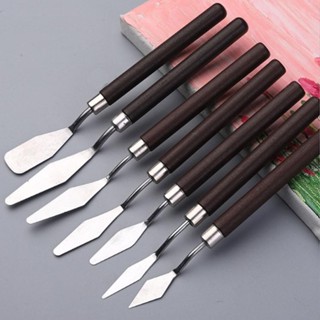 Kit 7 Espátulas De Aço Inoxidável E Madeira Para Pintura A Óleo Artesanato E Confeitaria em Oferta na Shopee