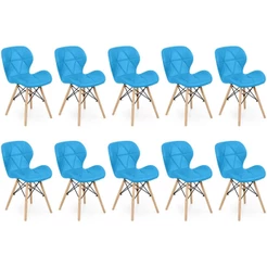 Kit 10 Cadeiras de Jantar Charles Eames Slim Wood Estofada