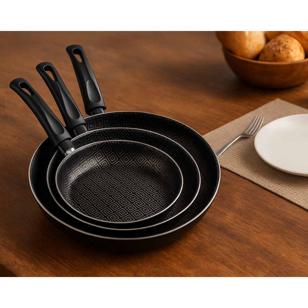 Conjunto De Frigideira Elegance Teflon 3 Peças Antiaderente Globalflon com Frita Ovo Franc...