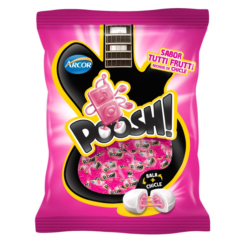 Bala Dura Chicle Poosh Tutti Frutti Arcor 100g em Oferta na Shopee