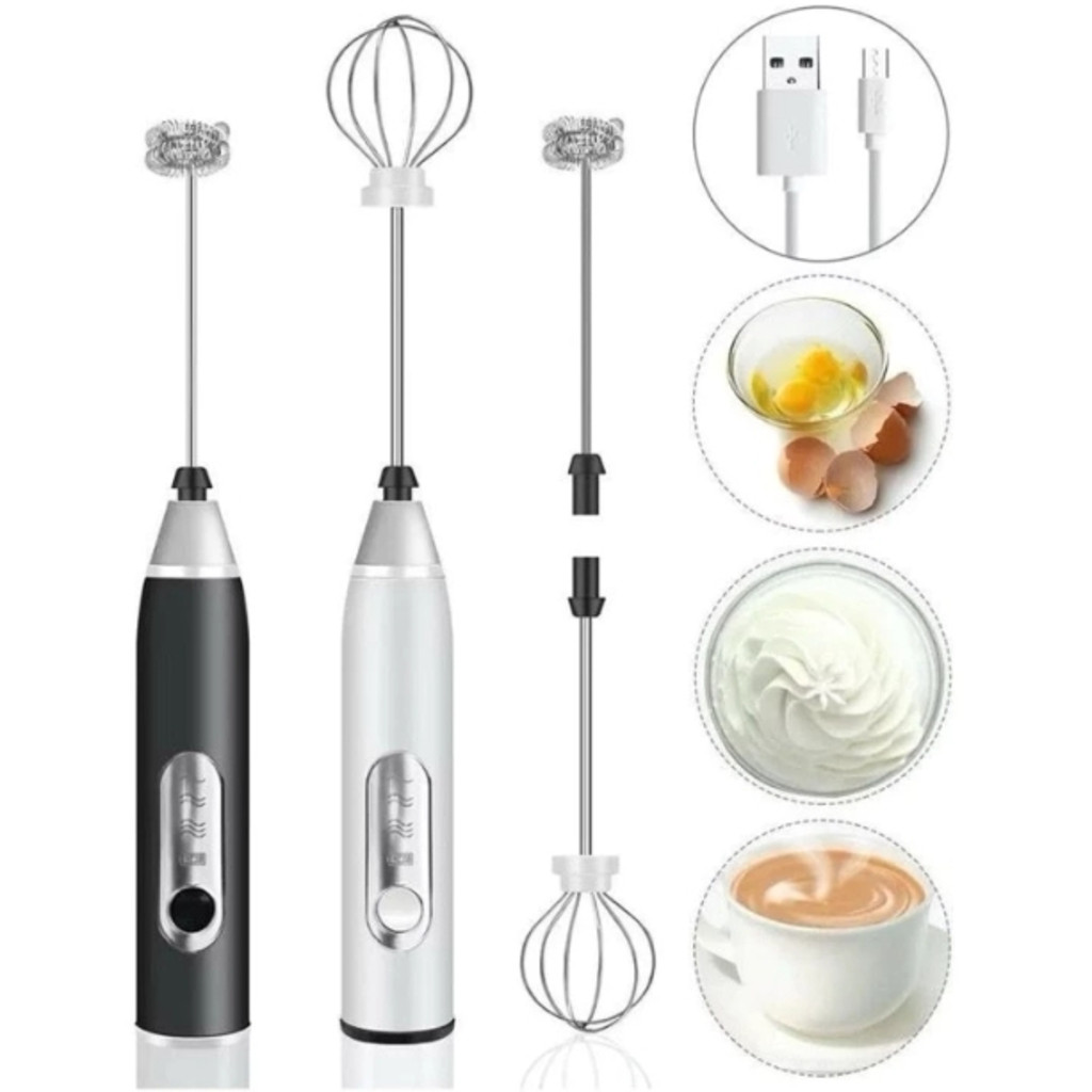 Batedor Misturador Mixer Elétrico para Bebidas Leite Café Clara de Ovo 2 em 1