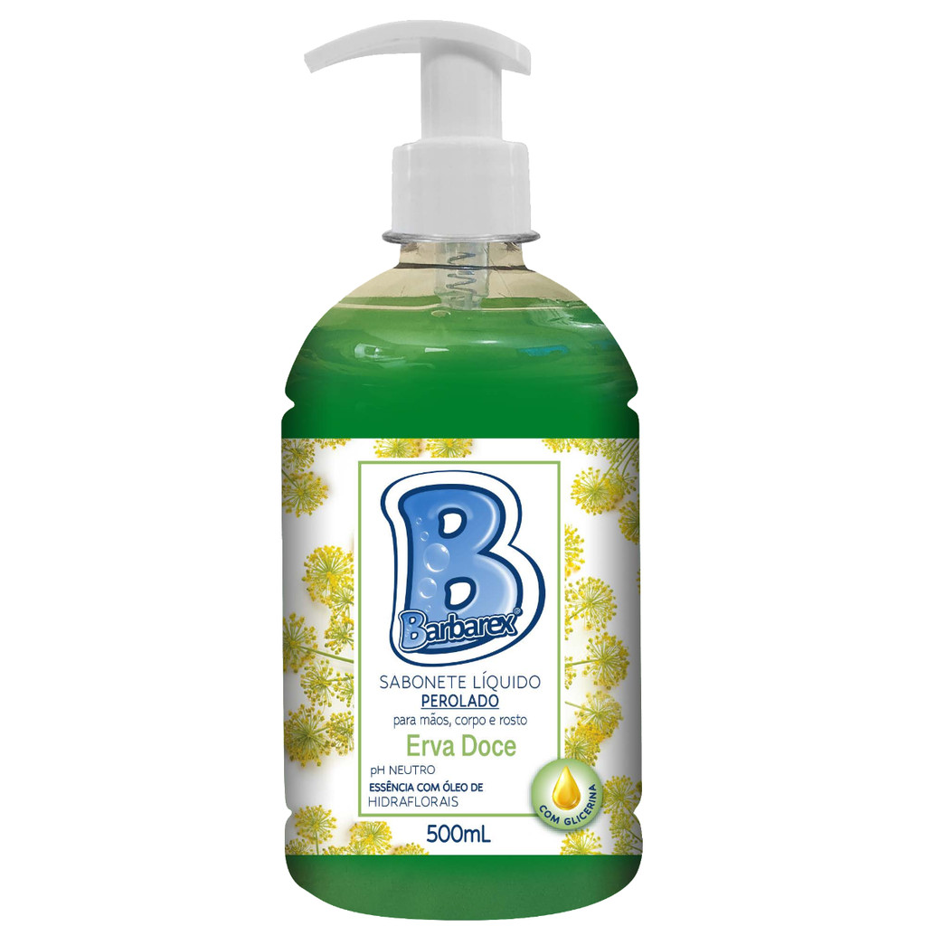 Sabonete Líquido Perolado Vegano Erva Doce Barbarex 500ml