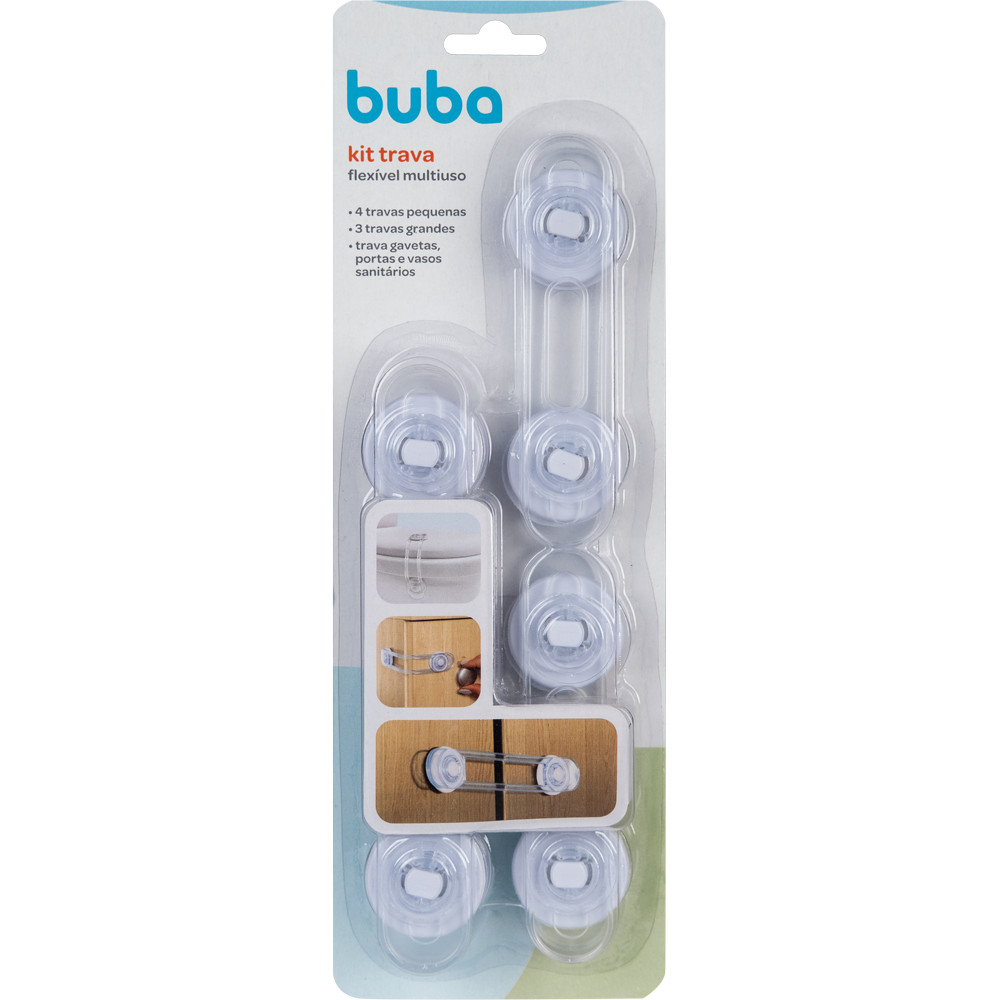 Kit 7 Trava De Segurança Flexível Multiuso Travas De Proteção Bebe Para Armário Gaveta Porta Buba