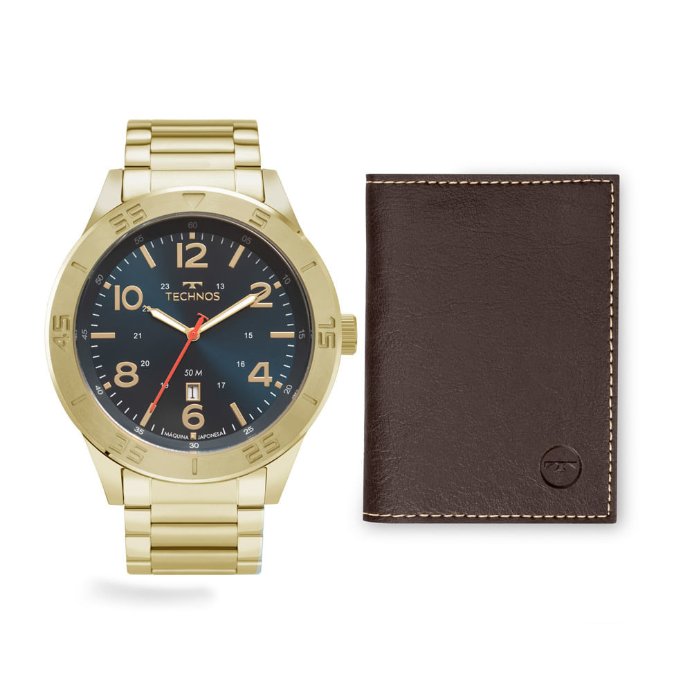 Kit Technos Masculino Militar Dourado - 2115TVJ/K1A