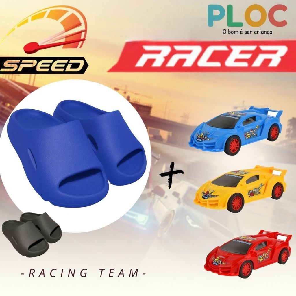 Kit Ploc Racer: Chinelo Passeio Escola  + Carrinho RACER Ploc