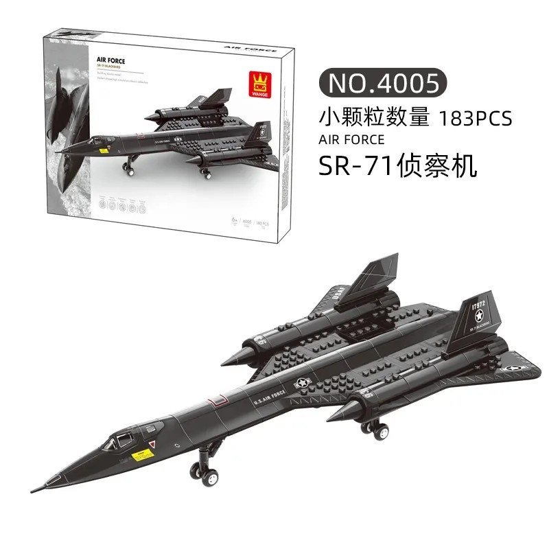 Série militar avião SR-71 Blackbird reconhecimento avião Apache helicóptero compatível Lego menino montado bloco de cons