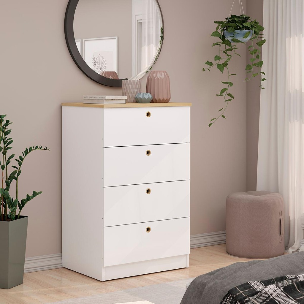 Cômoda Genialflex Branca 4 Gavetas Encaixe Sem Ferramentas em Oferta na Shopee