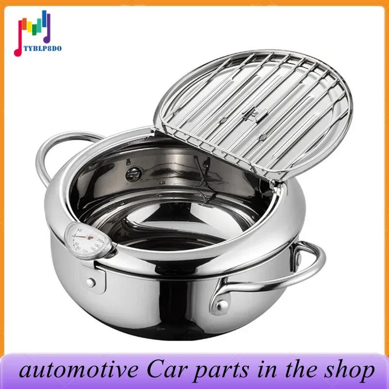 Fritadeira Tempura Japonesa Com Termômetro E Tampa , Frigideira Profunda De Aço Inoxidável 304 Para Cozinha