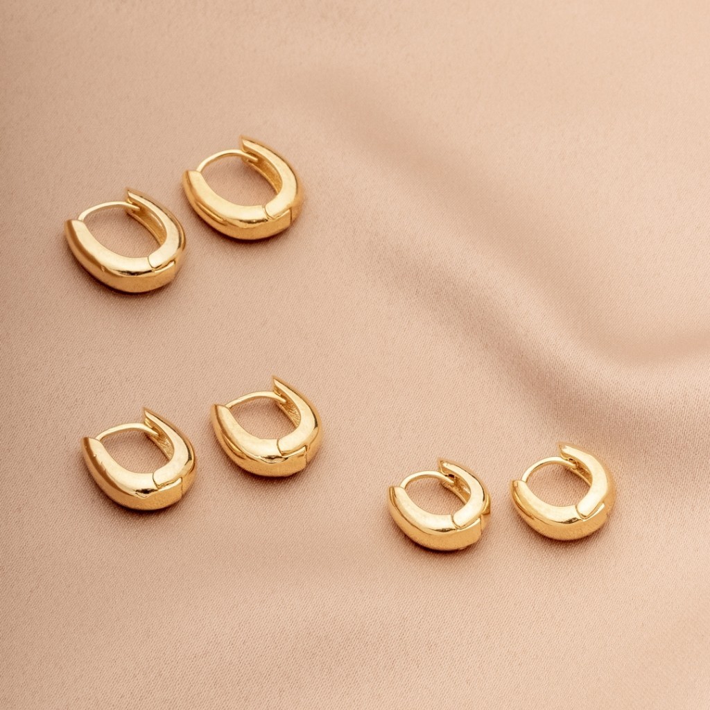 Trio de Argolas Click Delicado Semijoia Banhada a Ouro 18K Com Garantia Destaque