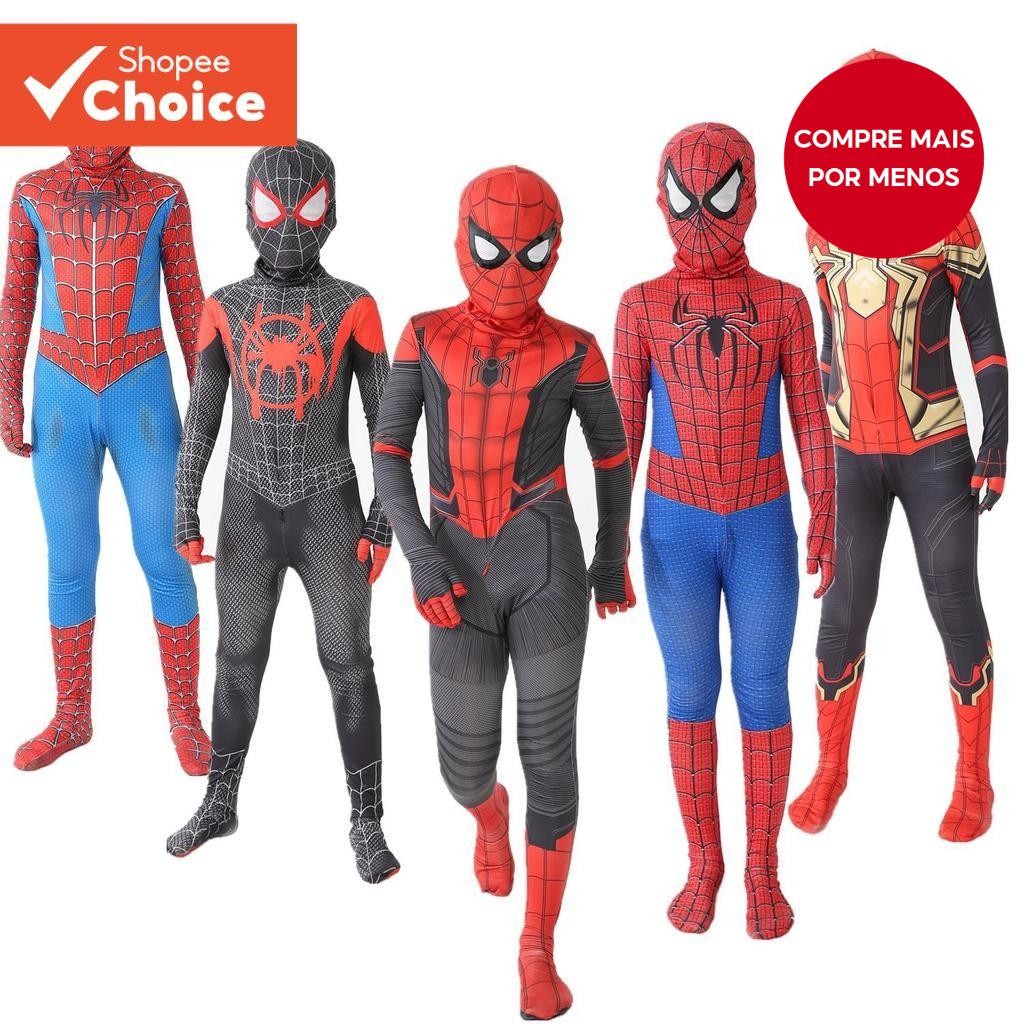 Conjunto de roupas de Halloween com macacão do Homem-Aranha para crianças e adultos