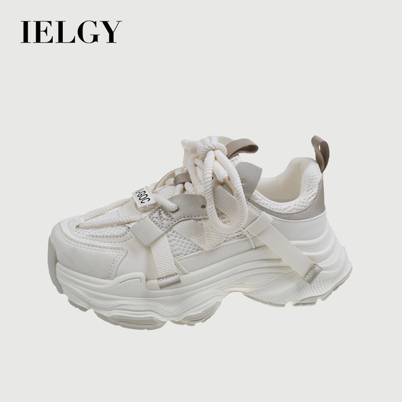 IELGY Sapatos Femininos De Malha De Cor Sólida Com Sola Plataforma Casual