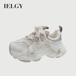 IELGY Sapatos Femininos De Malha De Cor Sólida Com Sola Plataforma Casual