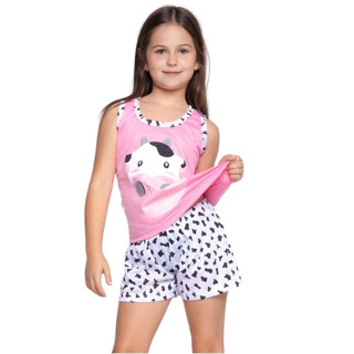 Baby Doll Infantil Regata Vaquinha Kids Menina Menino Criança Regata Estampado Verão Manga Curta Calor Roupa Dormir em Oferta na Shopee