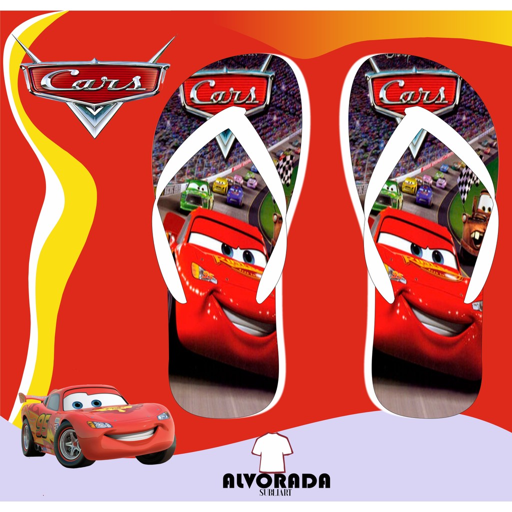 Chinelo Sandália Carros Personalizado Personagem Desenho Filme Crianca Adulto Infantil