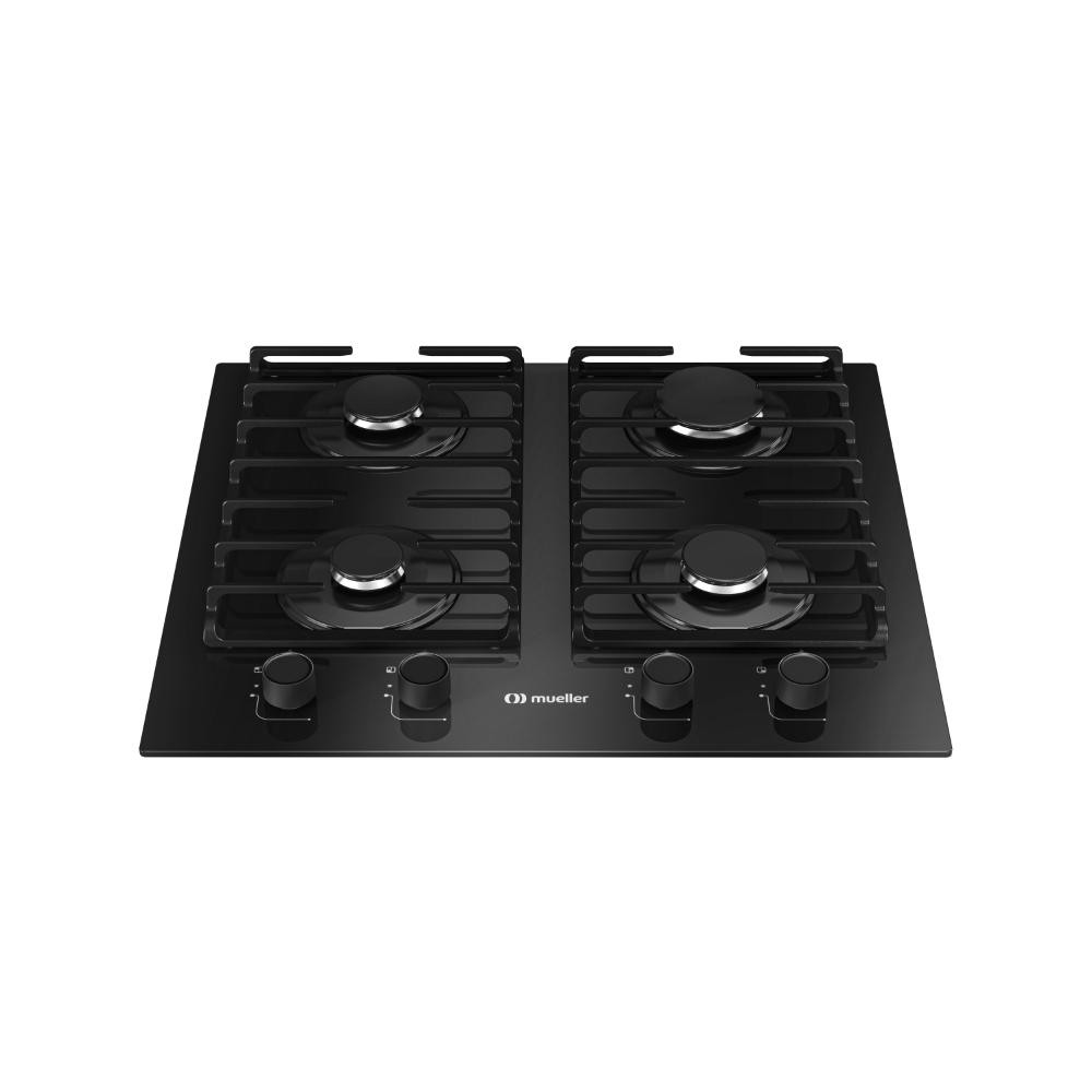 Cooktop 4 Bocas a Gás Mueller com Mesa de Vidro Temperado e Ultra Chama Preto Bivolt - MCG4BM