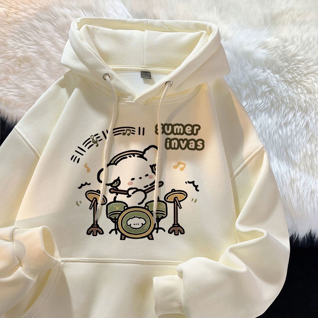 Moletom Canguru Coreano Ins Hoodie Novo Doce Estilo Bonito Dos Desenhos Animados Blusa de Frio Flanelada em Oferta na Shopee
