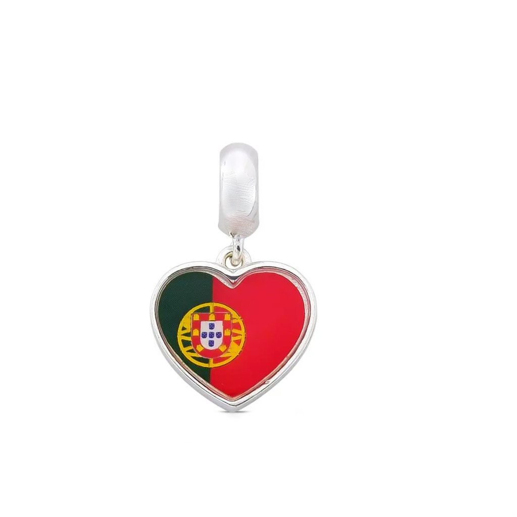 Berloque País Bandeira de Portugal em Prata 925 Maciça