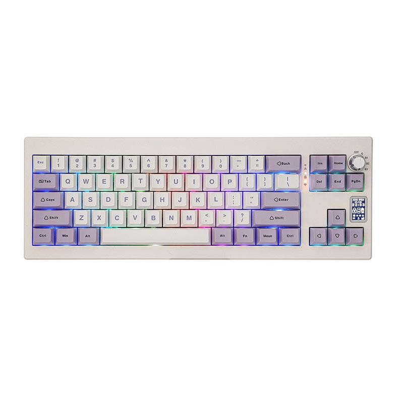 Teclado Mecanico Epomaker Shadow X, ARGB, Switch Flamingo, White Purple, SHADOWX-WP-FLG