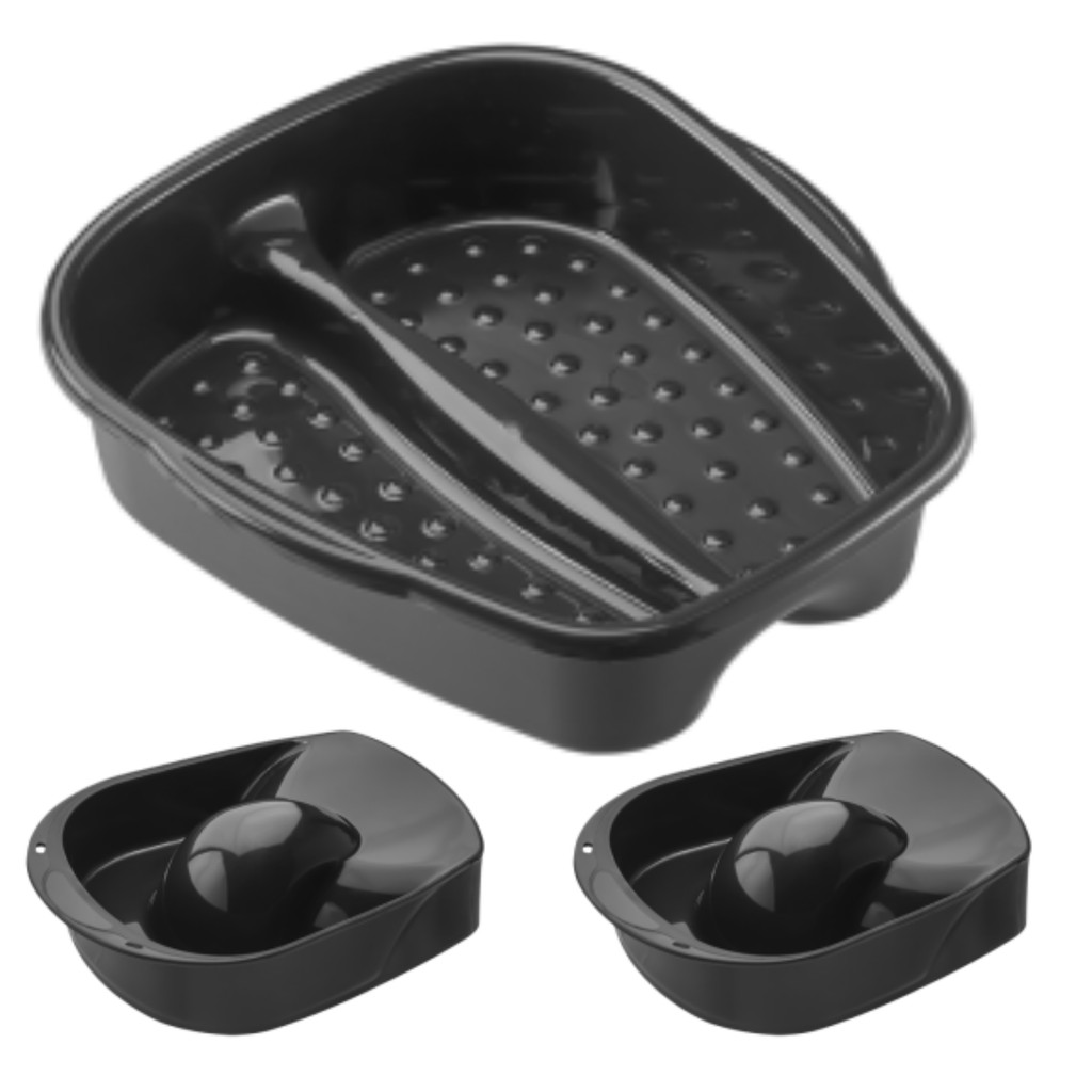 Kit Manicure e Pedicure 2 Tigela para mão + Bacia de Pés Salão de Beleza Cores Dompel - Preto