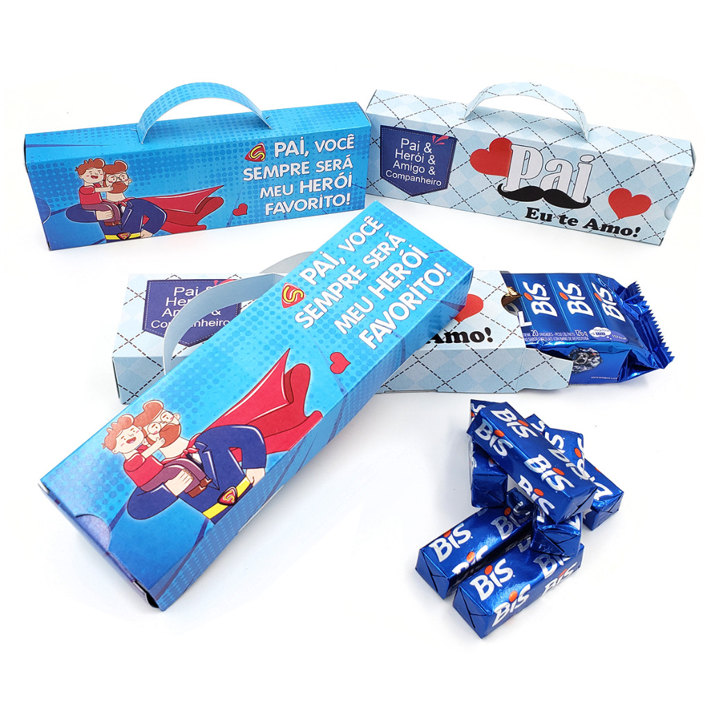 20 Caixas porta Bis especial do dia dos pais para Lembrancinha e Presente 18,5x5,7x2,8cm