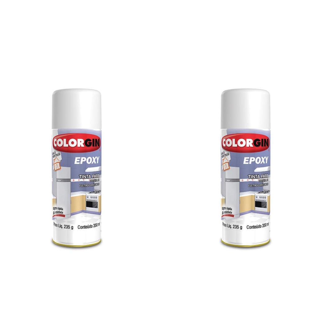 KIT 2 TINTA SPRAY EPOXY COLORGIN BRANCO 350ML COLORGIN