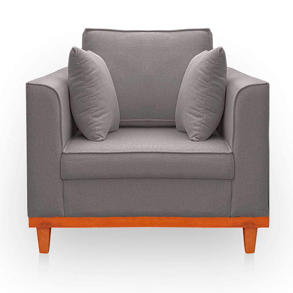 Poltrona  para Sala Confortável Beny Reforçada Linho Grafite