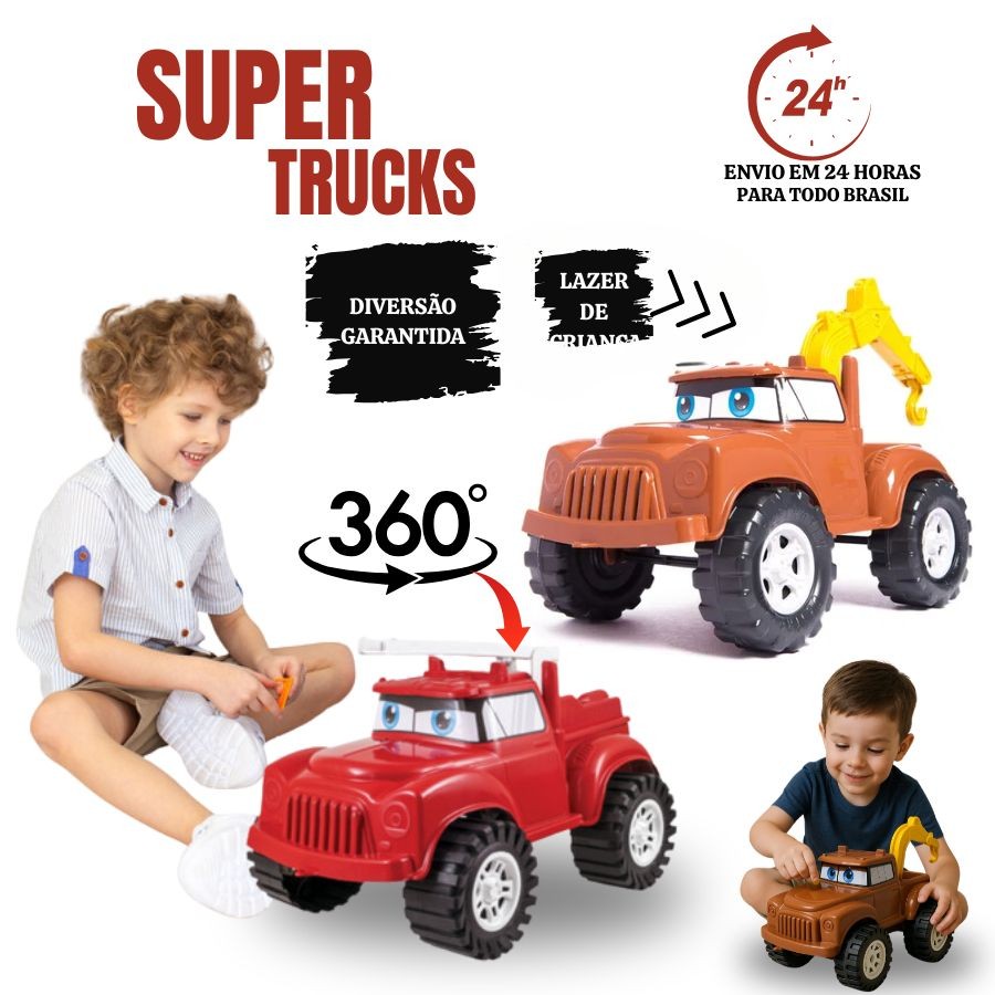 Carro Guincho Articulado Grande - Mate Carros - Macqueen Bombeiro Super Truck Menino Brinquedo Kendy