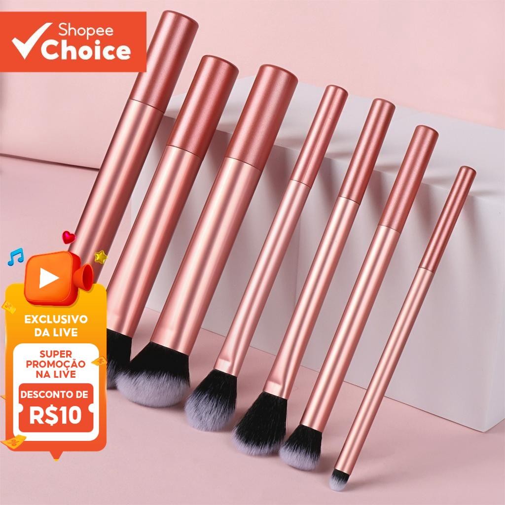 Conjunto De Pincéis De Maquiagem Com 7 Peças , Pincel De blush Pó Corretivo Sombra Para Os...