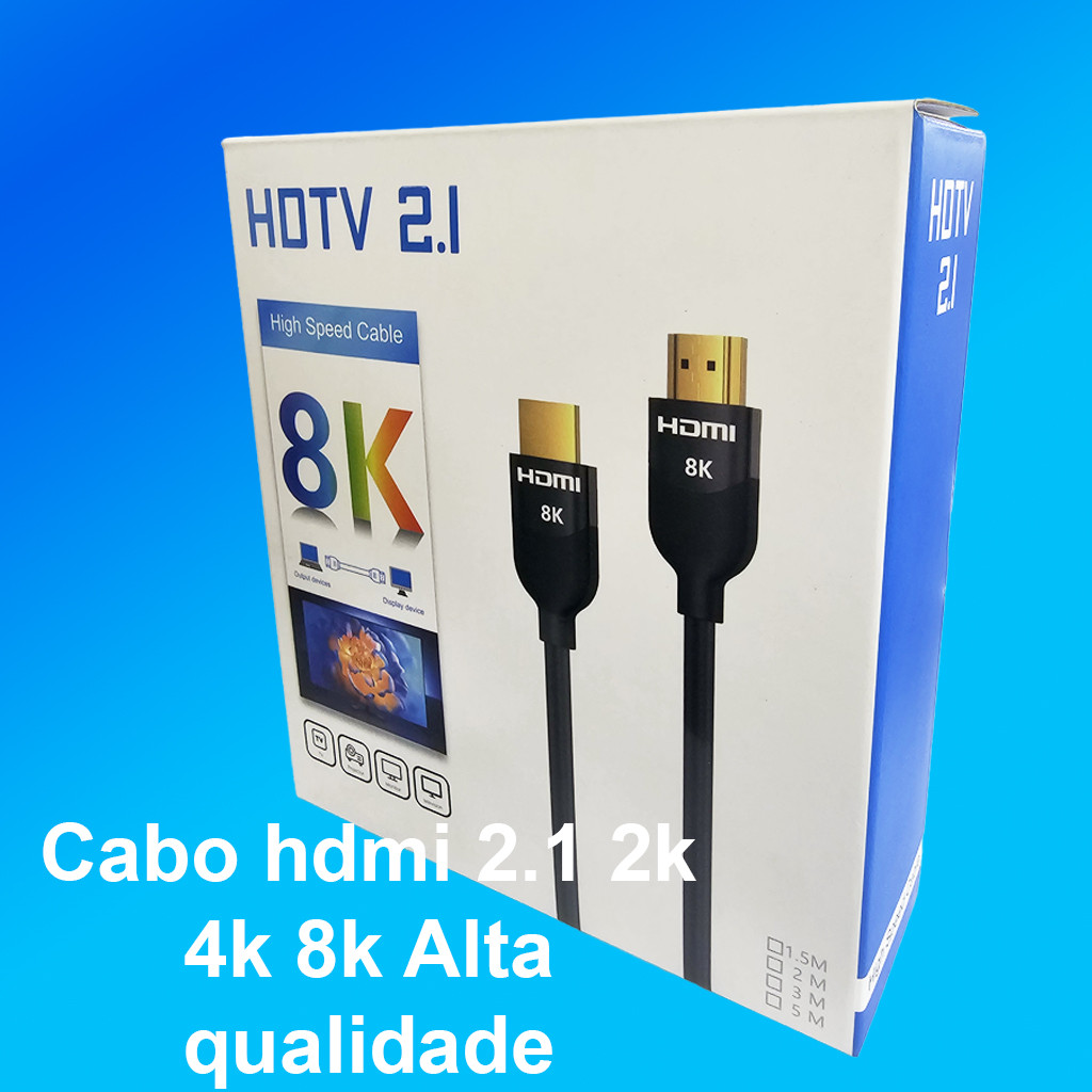 Cabo HDMI 2.1 8K Ultra HD 60Hz 4K 120Hz 2K Full HD ARC HDR Alta Velocidade em Oferta na Shopee