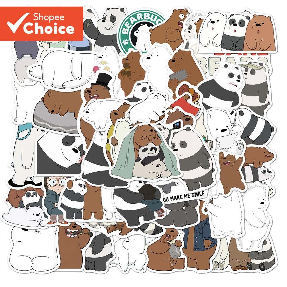 Adesivos De Urso Nu 50 Peças Fofos De Desenho Animado Graffiti À Prova D'água Para Laptop Bagagem Telefone