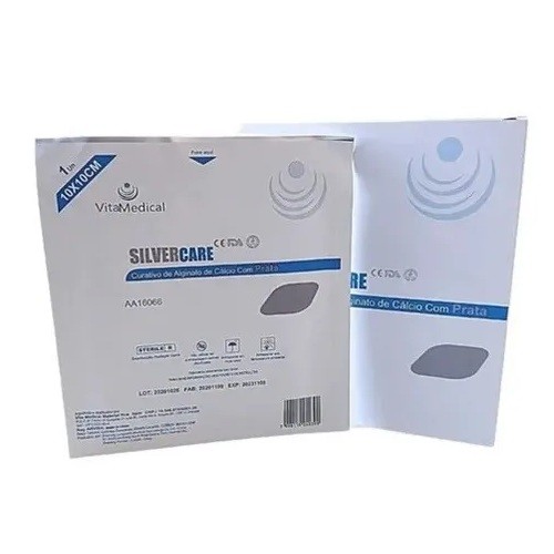 Kit 3 und  Curativo Silvercare Alginato de Cálcio c/ prata 10x10cm Vitamedical