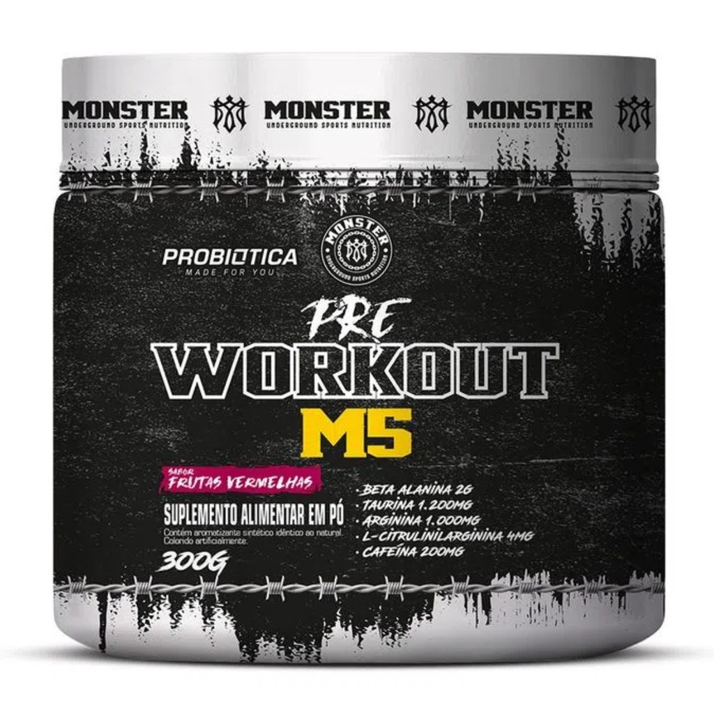 Pre Work Out M5 Pote 300g Probiotica em Oferta na Shopee